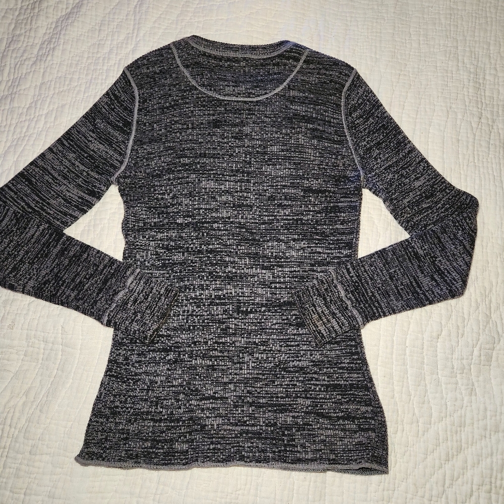 7 FOR ALL MANKIND Womens Sz M Gray Thermal Waffle Knit Sweater Top